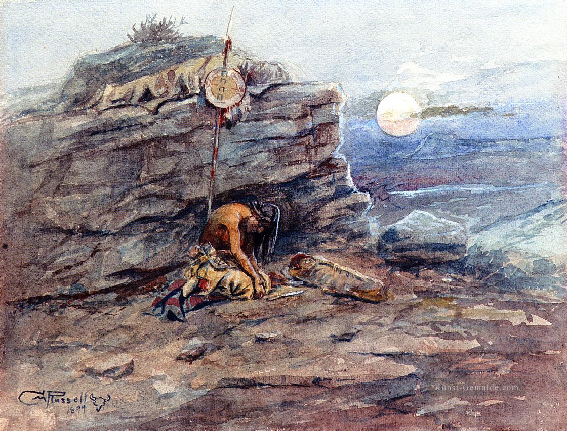 Mourning Ihre Krieger Toten Indianer Westlichen Amerikanischen Charles Marion Russell Ölgemälde